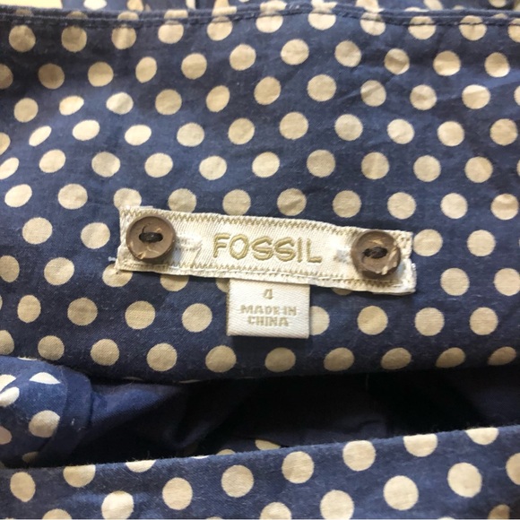 Fossil Boho Polka Dot Embroidered Trim Skirt Size 4 - Picture 3 of 5